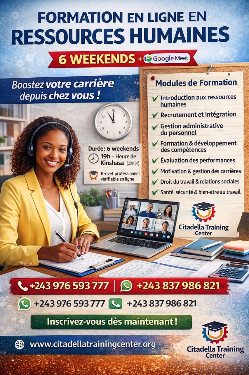 Formation en ligne en RESSOURCES HUMAINES pour 6 semaines!