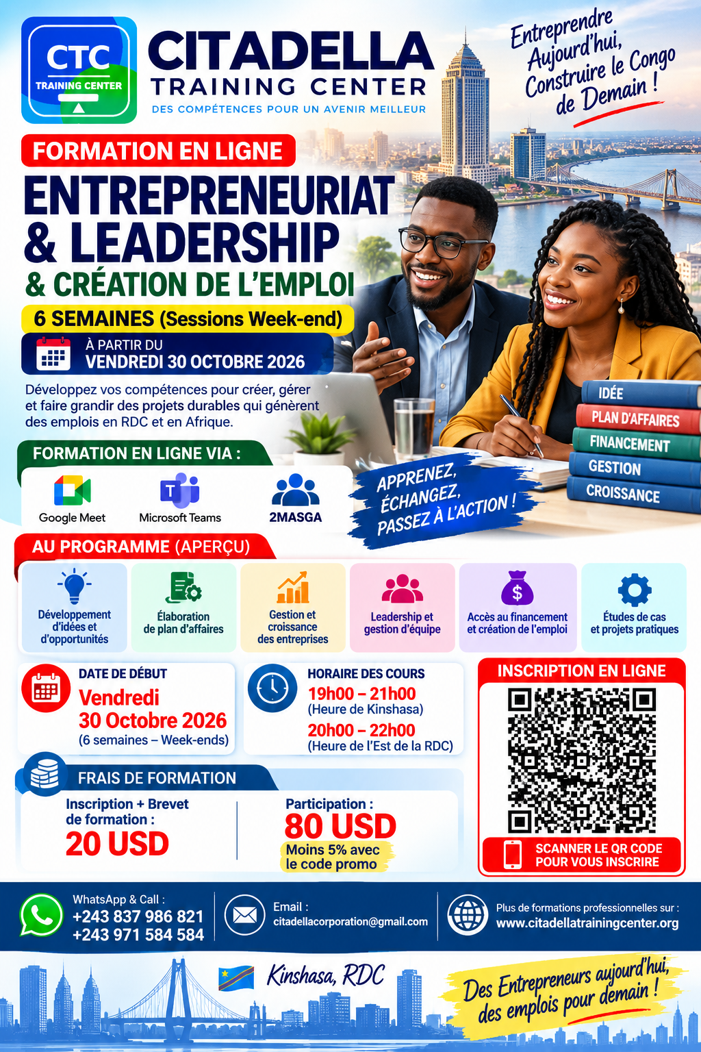 Formation en ligne en Entrepreneuriat & Leadership et creation d'emploi